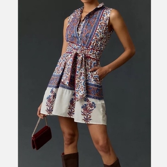 Sue Sartor Dresses & Skirts - Anthropology Sue Sartor Sleeveless Flounce Mini Dress NWT Small